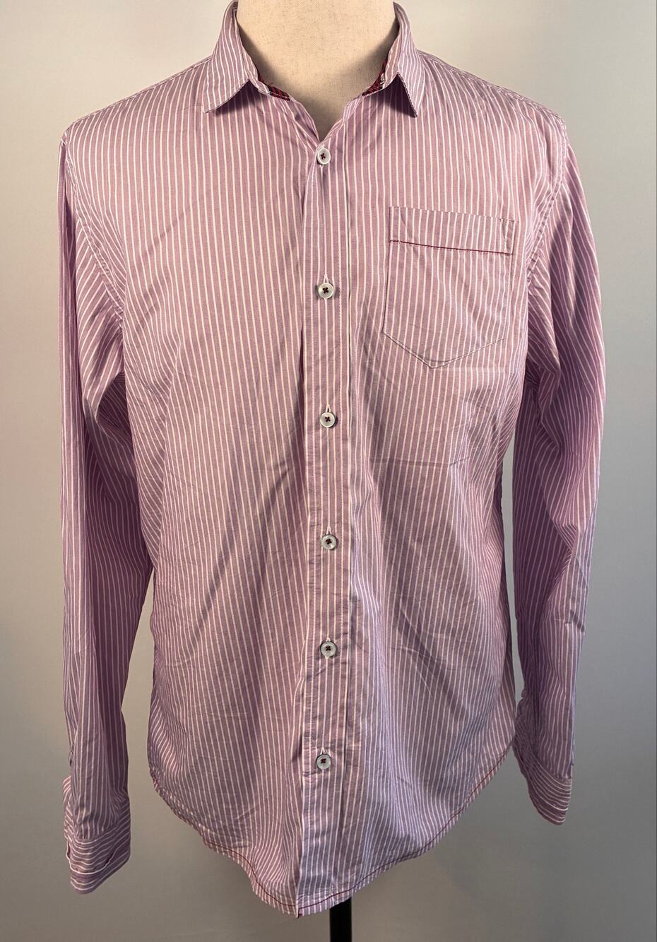 Descendant of Thieves Dres Ladro Mens XL Striped Button Down Dress Shirt Limited